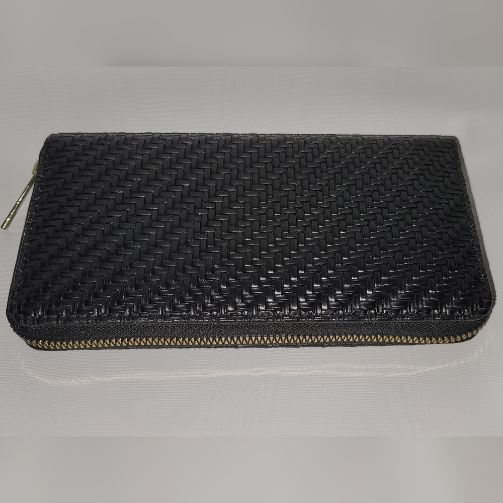 Black Woven Zip-Around Wallet
